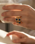 Mehrreihiger Naturstein Ring|Verstellbar