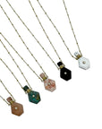 Cléa -Halskette mit Fläschchen|Naturstein|Edelstahl|