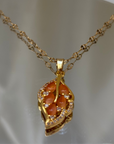Feueropal Halskette 18K vergoldet