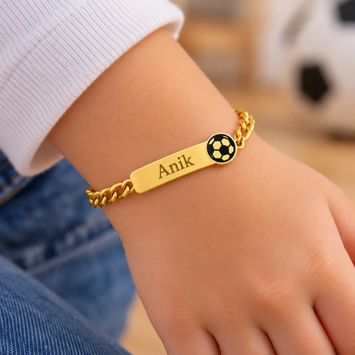 Gravierbares Baby/Kinderarmband mit Fussball