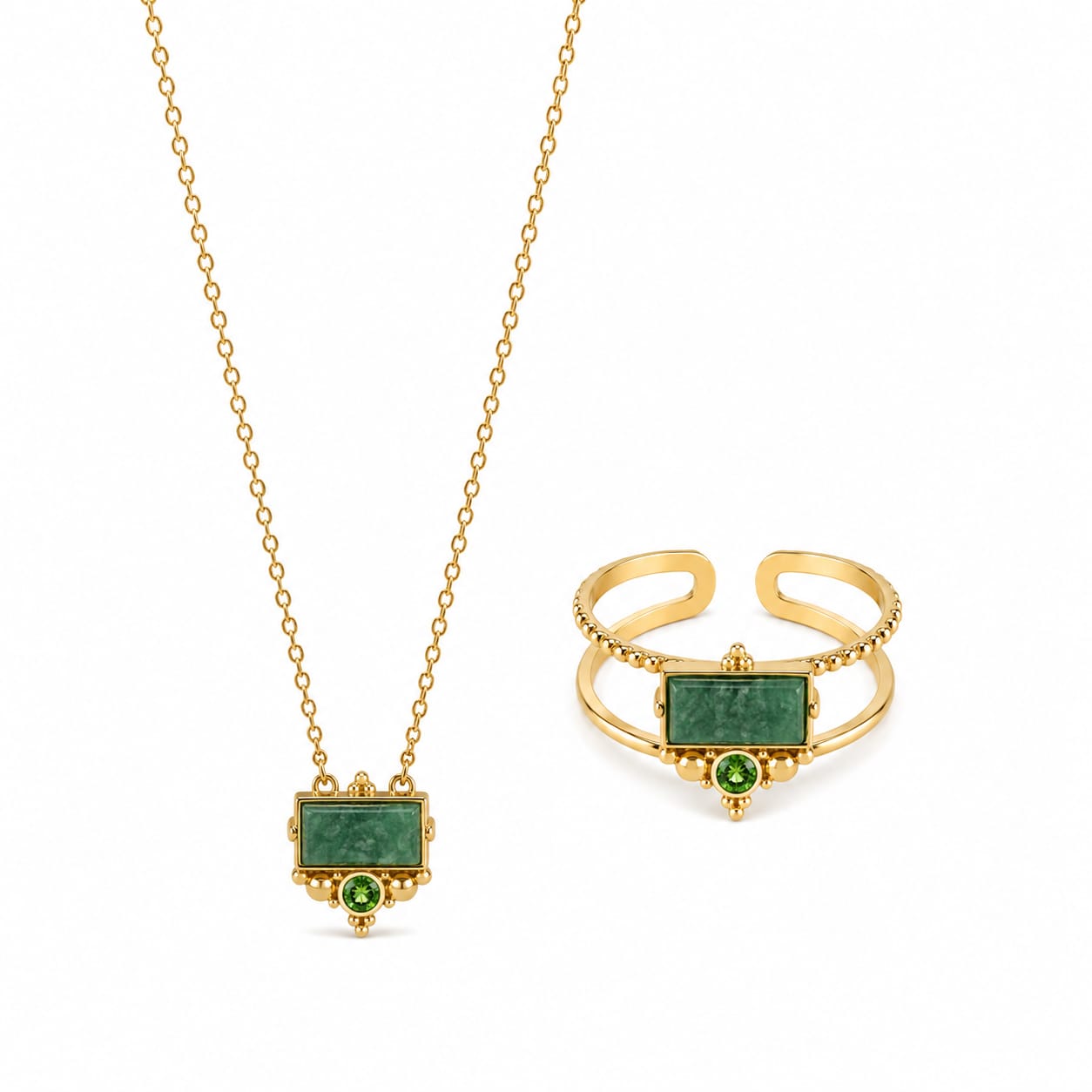 Helia Naturstein-Set|Edelstahl