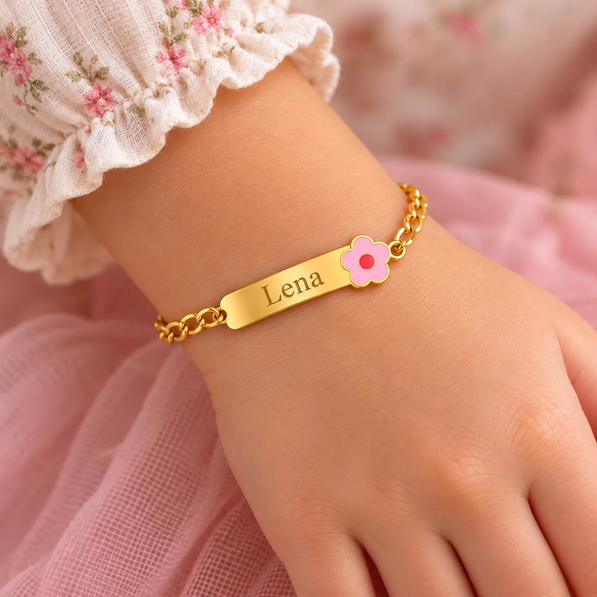 Gravierbares Baby/Kinderarmband mit Blume