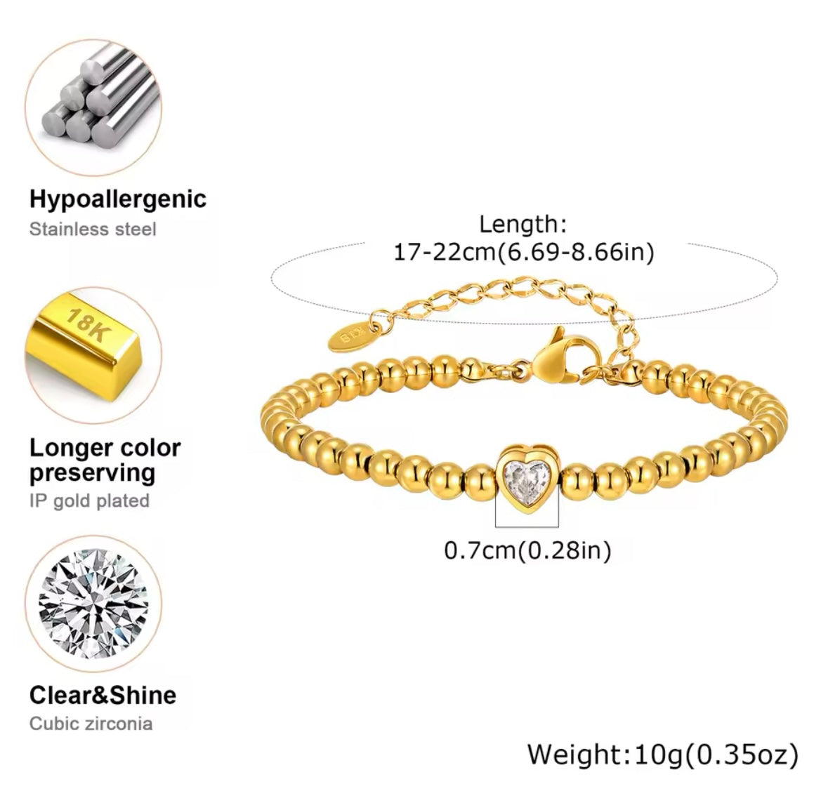 Amara - Armband aus Edelstahl mit Zirkon