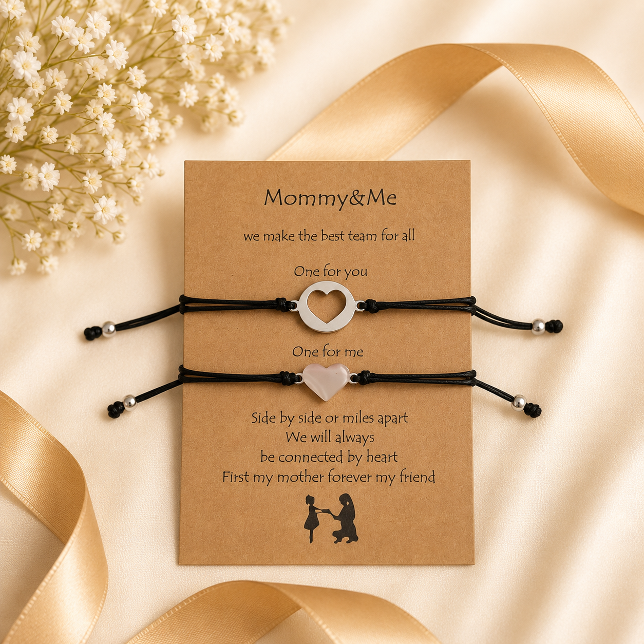 Mutter/Tochter Armband mit Botschaftskarte